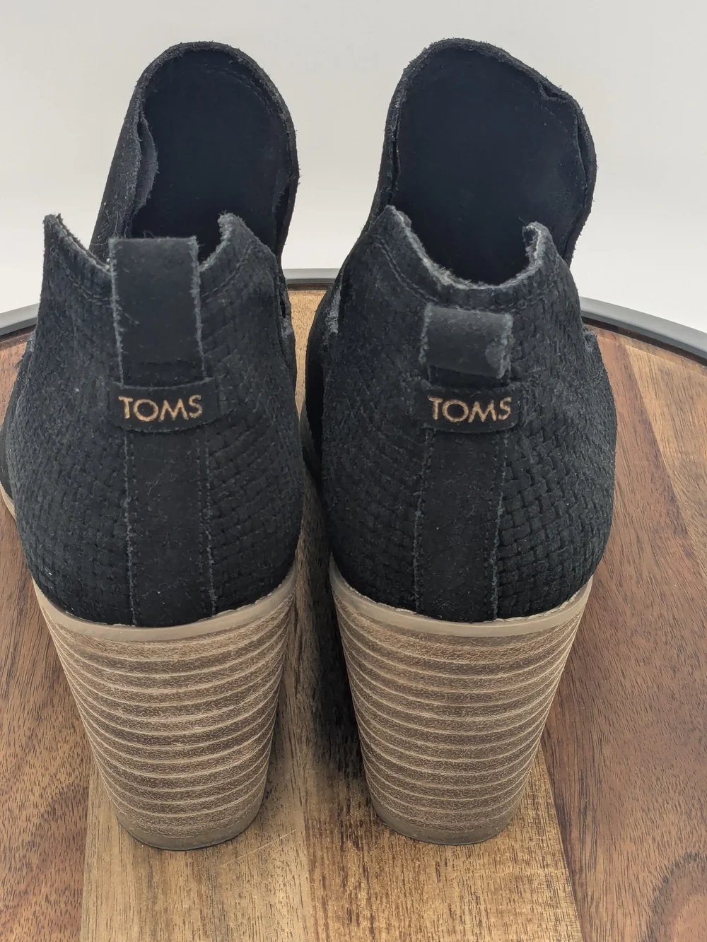 TOMS Women's Black Suede Wedge Chelsea Ankle Booties  Size 11
